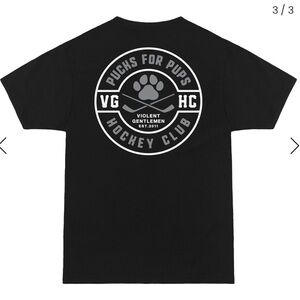 VIOLENT GENTLEMEN X PUCKS FOR PUPS BLACK RARE SHORT SLEEVE T-SHIRT SIZE MEDIUM